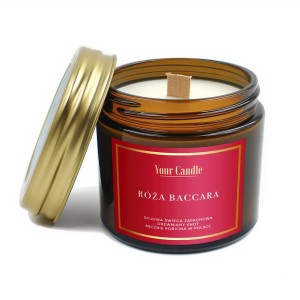 ŚWIECA SOJOWA ZAPACHOWA Z DREWNIANYM KNOTEM RÓŻA BACCARA 120ml  YOUR CANDLE