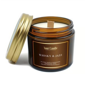 ŚWIECA SOJOWA ZAPACHOWA Z DREWNIANYM KNOTEM WHISKY & JAZZ 120ml  YOURCANDLE