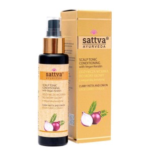 WCIERKA DO SKÓRY GŁOWY ODŻYWCZA LIŚCIE CURRY & CEBULA 100 ml  SATTVA