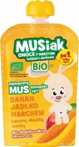 Mus owocowo-warzywny banan jabłko marchew BIO 100 g MUSIAKI