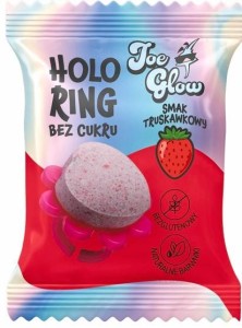 HOLOPOPS lizak "pierścień" bez cukru o smaku truskawkowym 6g JOE GLOW