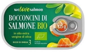 Kawałki łososia w oliwie z oliwek extra virgin BIO 125g