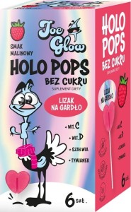 HOLOPOPS lizak na gardło malinowy B/C (6szt) 36 g JOE GLOW