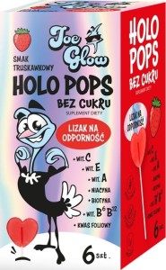 HOLOPOPS Lizak na odporność truskawkowy  B/C ( 6szt) 36 g JOE GLOW