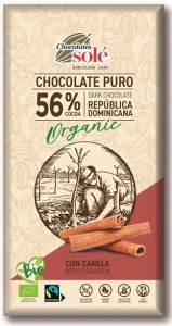 Czekolada gorzka 56% kakao z cynamonem BIO 100 g SOLE