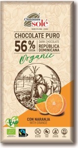 Czekolada gorzka 56% kakao z pomarańczą BIO 100 g SOLE
