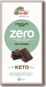 Czekolada gorzka 72% kakao bez dodatku cukru ze stewią KETO 100 g SOLE