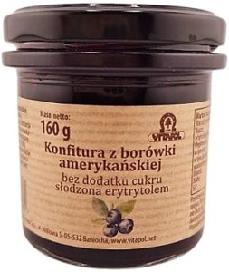 Konfitura z borówki amerykańskiej słodzona erytrytolem B/C 160g VITAPOL