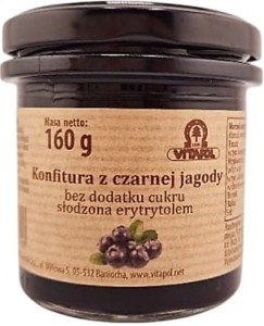 Konfitura z czarnej jagody słodzona erytrytolem B/C 160g VITAPOL