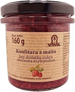 Konfitura z malin słodzona erytrytolem  B/C 160g VITAPOL