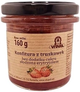 Konfitura z truskawek słodzona erytrytolem B/C 160g VITAPOL