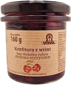 Konfitura z wiśni słodzona erytrytolem  B/C 160g VITAPOL
