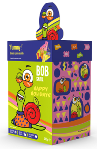 ZESTAW ŚWIĄTECZNY - PRZEKĄSKI I GALARETKI OWOCOWE Z ZABAWKĄ I NAKLEJKĄ BG 382 g - BOB SNAIL