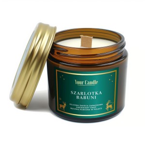 #ŚWIECA SOJOWA ZAPACHOWA Z DREWNIANYM KNOTEM SZARLOTKA BABUNI 120 ml - YOUR CANDLE