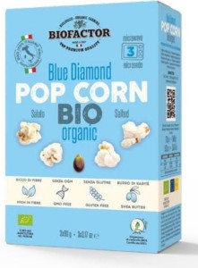 Popcorn niebieski z solą do mikrofalówki BEZGL. BIO 3 x 90 g BIOFACTOR