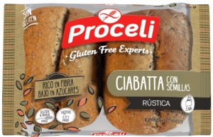 Ciabatta z ziarnami- bułki do zapiekania BEZGL. 120 g PROCELI