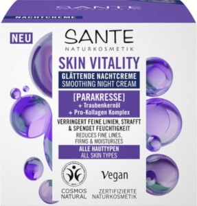 KREM DO TWARZY NA NOC WYGŁADZAJĄCY Z PARAKRESEM, OLEJEM Z PESTEK WINOGRON I KOMPLEKSEM PRO-KOLAGENOWYM ECO 50 ml - SANTE