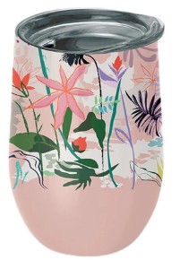 KUBEK TERMICZNY Z POKRYWKĄ KWIATY 420 ml - CHIC-MIC
