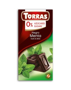 Czekolada gorzka z miętą, bez cukru, bezglutenowa 75g TORRAS