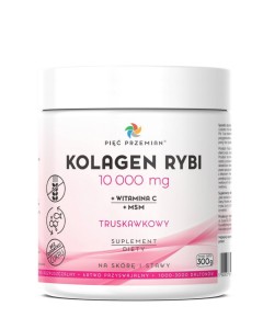 Kolagen rybi truskawkowy 300 g - Pięć Przemian