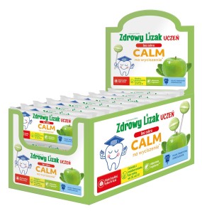 Zdrowy Lizak Calm Lizak bez cukru o smaku jabłkowo-miętowym (Ekstrakt z rumianku, ryboflawiną, tiaminą)