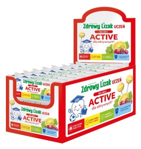 Zdrowy Lizak Uczeń Active Lizak bez cukru o smaku winogronowo-cytrynowym (Żelazo, magnez, witamina C)