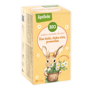 HERBATKA BAJKOWA DLA DZIECI - ŚLAZ DZIKI, DZIKA RÓŻA, PRAWOŚLAZ I RUMIANEK BIO (20 x 1,5 g) 30 g - APOTHEKE
