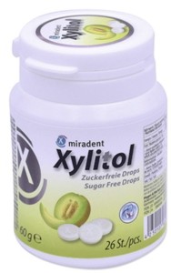 Dropsy pudrowe z ksylitolem MELON B/C 26szt, 60g MIRADENT