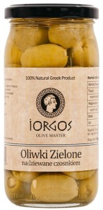 Oliwki zielone nadziewane czosnkiem 360/180g IORGOS