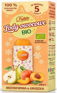 Lody do zamrażania brzoskwinia-gruszka 100% owoców BIO 5 x 50 g FRUTTETO