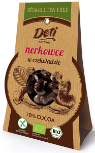 ORZECHY NERKOWCA W CZEKOLADZIE GORZKIEJ BEZGLUTENOWE BIO 50 g - DOTI