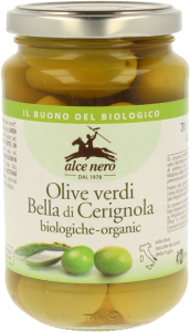 OLIWKI ZIELONE BELLA DI CERIGNOLA Z PESTKĄ W ZALEWIE BIO 350 g - ALCE NERO
