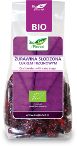 ŻURAWINA SŁODZONA CUKREM TRZCINOWYM BIO 100 g - BIO PLANET