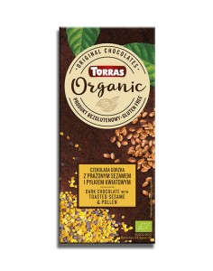 Czekolada ekologiczna gorzka z sezamem i pyłkiem kwiatowym 100g TORRAS